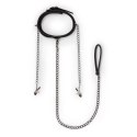 Wiązania-Leather Collar With Nipple Chains