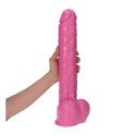 Wielki różowy penis ogromne dildo z jądrami 30 cm